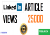 deliver 25 000 Linkedin article views fast